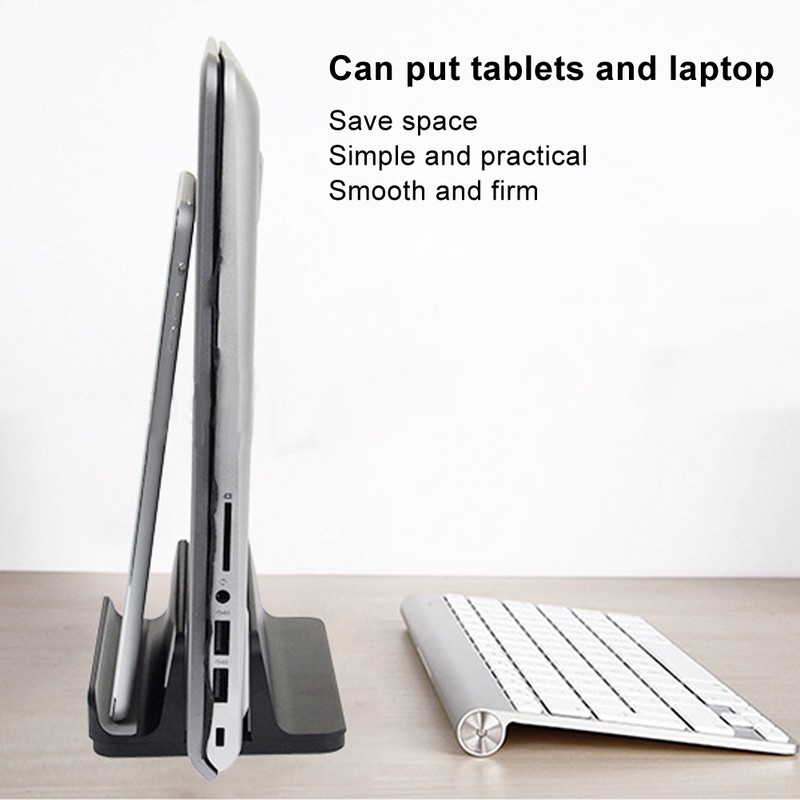Vertical Laptop Stand Adjustable Aluminum Multipurpose Desktop Computer Laptop StandBlack