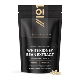 White Kidney Bean Extract 7500mg – High Strength 1,500 AAIU Phaseolamin – 90 Vegan Capsules – Resealable and Recyclable Pouch – 3 Months Supply – by Alpha01