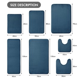 MIULEE 1 P Non-Slip Hydrophilic Memory Foam Bath Mat Superfine Soft Comfortable Entrance Mat for Bathroom Bathtub Kitchen 50 x 80 cm Dark Blue