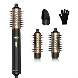 Hair Dryer Brush, 4 in 1 Rotating Round Hot Air Spin Brush Set Negative Ionic Professional Blow Dryer with Detachable Brush(2" & 1.5"), 3 Heats and 2 Speeds Rotating Blow Dryer Brush