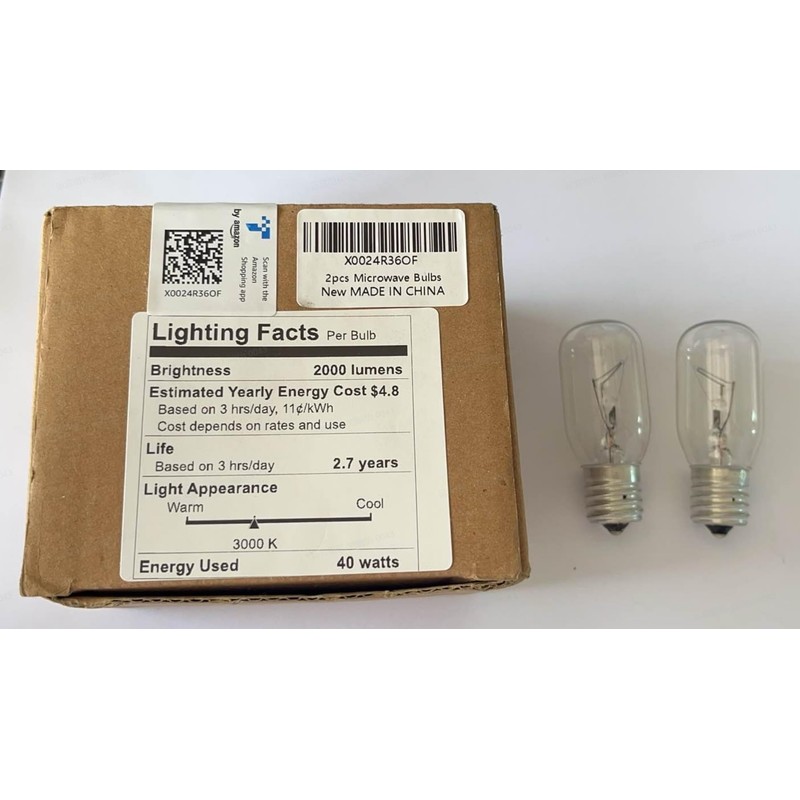 Belleone 2pcs Microwave Bulb WB36X10003-130V 40W Oven Light Bulb Compatible