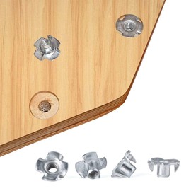 M5 (5mm Ø) T-Nuts Four Pronged Tee Nut Captive Blind Threaded Inserts for Wood Furniture Trade Packs (50)