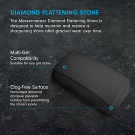 Messermeister Diamond Stone Flattener - Restores Flat Surface to Any Stone - Clog-Free Perforated Diamond Abrasive - 5” x 3”