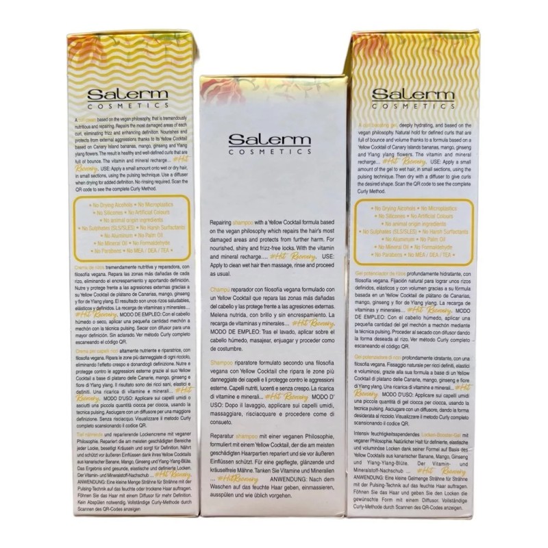 Salerm Curly Yellow Shot Shampoo + Curly Booster + Curly