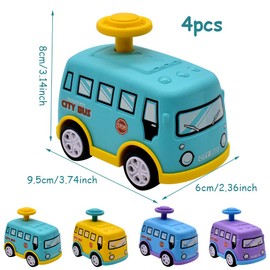 Bus Toy Car, 4PCS Bus Toy Model Inertia Toy Cars Pull Back Vehicle Toys City Car Toy for Kids Alloy Diecast Toy Vehicles Bus Toys Car Model Pull Back City Bus Kids Gifts for Birthday Gift Party Favor