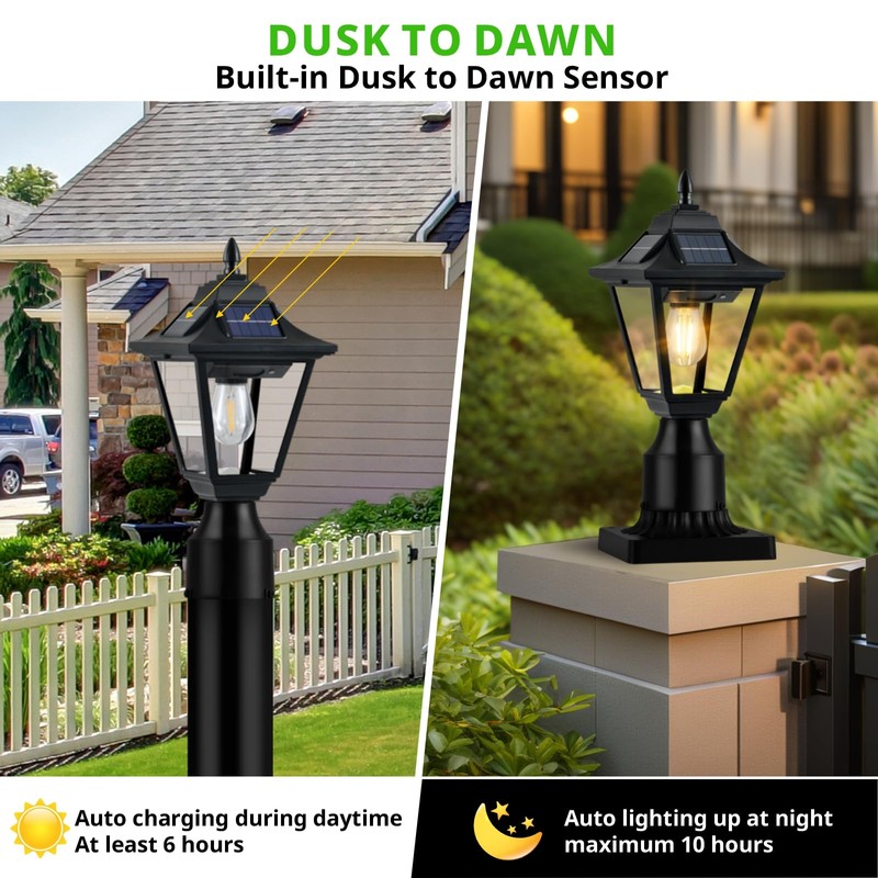 TPSHPTS Solar Post Lights, Outdoor Solar Lamp Post Light with