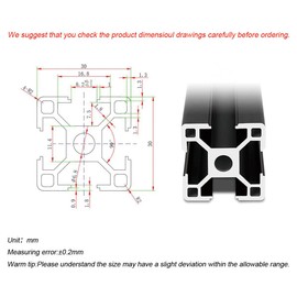 3030 T Slot Aluminum Extrusion for 3D Printer Parts and CNC DIY Black 2000mmX4