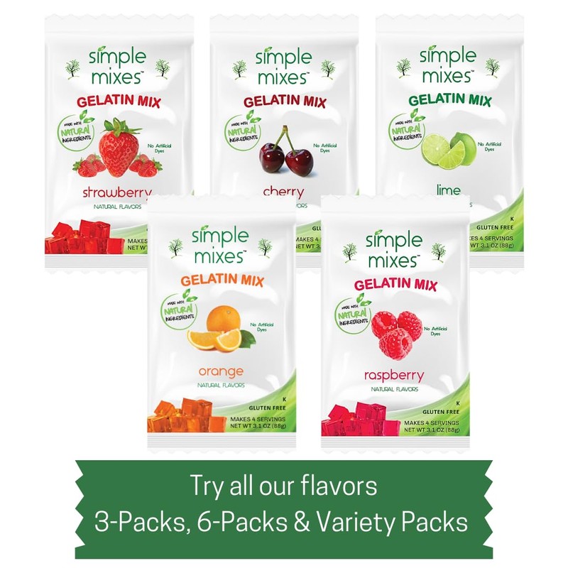 Simple Mixes Natural Gelatin Dessert, Orange, Healthy Snack, Dye-Free, Lactose-Free,
