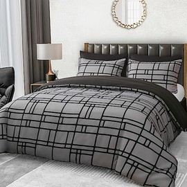 Pamposh Bedding King Size Duvet Cover - Soft Microfibre Duvet Cover Set with Pillow cases (Gray, King (220 x 230 cm))