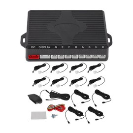 Motoforti Car Auto Vehicle Reverse Backup Radar System Reverse Parking Sensors Sound Warning Alarm Buzzer Reminder Distance Detection White 8Pcs Parking Sensors
