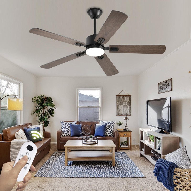 FUMLTP 52 inch Modern Ceiling Fans with Lights APP/Remote Control,