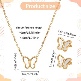 ANATTASOUL Gold Dianty Butterfly Pendant Necklace Earrings Set for Women Gold Chain Boho Beach Simple Necklace Stud Earrings Minimalist Charm Jewellery Cute Butterfly Necklace, Plastic