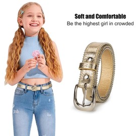 XuoAz Kids-Western-Belts for Boys-Girls Cowboy-Cowgirl Leather Belt Star Engraved Belts for Jeans Pants(Waist for 21"-25")