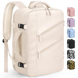 Capolo Travel Backpack for Women Men Waterproof Laptop Backpack Flight Approved Carry On Backpack Overnight Weekender Bag College Bookbag for Business, Work, Traveling Fits 17 '' Laptop,Beige