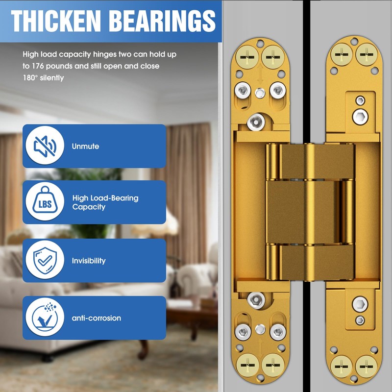 Eegoowa 7" Hidden Door Hinge,Invisible Door,Hidden Door Hinges for Secret
