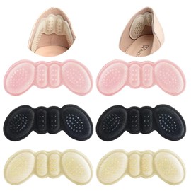 DEFGNOP Fersenpolster Schuheinlagen,Selbstklebend Fersenschutz Fersenkissen für zu große Schuhe & Stiefel Schuhfüller Heel,Gegen Reibung Heel Pads für Männer Frauen(2 Schwarz/2 Beige/2 Rosa)