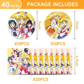 40Pcs Sailor Party Supplies include 20 plates, 20 napkins for the Sailor birthday party decoration
