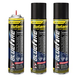 Butane Refill 10.56 fl oz Butane Fuel Refill Canister for Torch Lighter 300ml with 5 Different Nozzle Adapters(3 cans)