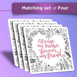 Vinyl Square Stickers (Set of 4) 10cm - Mother's Day Flowers Quote for Laptops, Tablets, Luggage, Scrap Booking, Fridges #60540