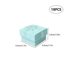 18 Pack Ring Gift Boxes Bulk, 4× 4cm Jewellery Gift Boxes with Bow-knot, Cardboard Small Gift Boxes for Jewellery Ring Earring Display and Gifting, Light Blue