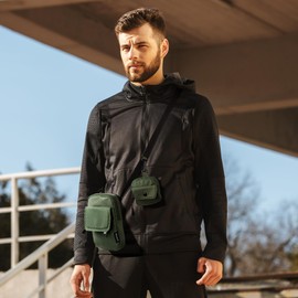 VULKIT Men Small Crossbody Bag Casual Shoulder Waist Sling Bag RFID Blocking Side Phone Bag Messenger Bag with Extra Coin Pouch Working Travel Daily