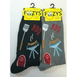 Foozys 2 PAIRS Foozys Men's Socks BBQ, One Black One Gray Pair, NEW Free Shipping