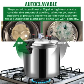 [Autoclavable] 500 Pack Sterile Thick Plastic Petri Dishes with Lid, Vabiooth 90mm Dia x 15mm Deep Clear 3 Vents Petri Dish for Lab Science Experiment, Non-Fragile, Scratch-Resistant