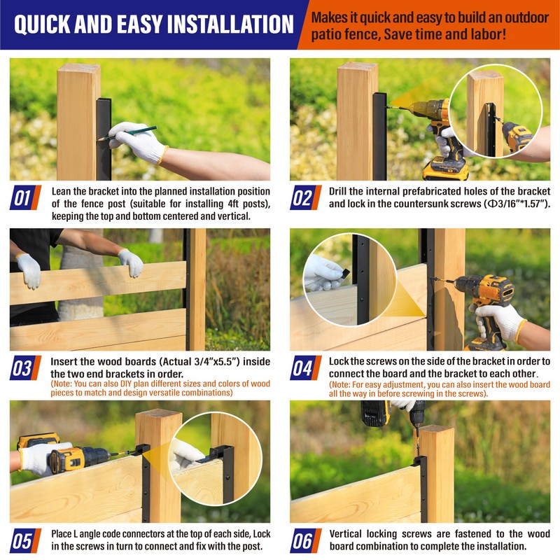 Prinfort 4pack 6FT (H: 68″) Matel Backyard Privacy Fence Panels