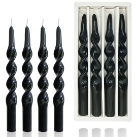 Halloween Taper Candle Black Candles - 4 PCS Spiral Candles Unscented Twisted Candlesticks 10 Inch for Dinner Wedding Home Decorcolor: Black, size: 0.87 inches*9.8 inches