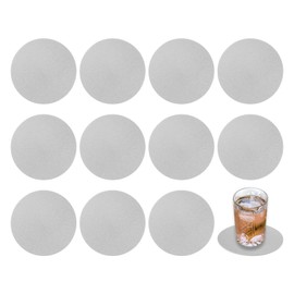 uxcell Posavasos Redondos de Cuero Sintético de 4 Pulgadas, 12 Piezas Posavasos Antideslizantes Lavables para Protección de la Mesa de Café, Posavasos Adecuados, Color Plata