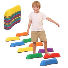 Stepping Stones for Kids Balance Beam Non-Slip Bottom Exercise Coordination and Stability Sensory Toys Toddler Outdoor Toys Kids Outdoor Play Equipment (12 pcs)