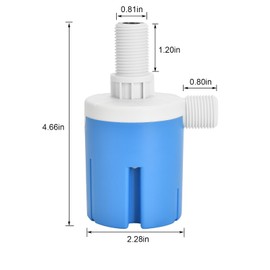 Float Valve 1/2" Top Inlet Male Automatic Water Level Control Valve for Water Tank, Water Tower, Swimming Pools, Livestock Water Trough, Aquaculture, Aquariums.