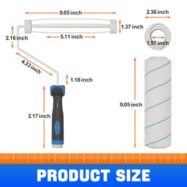 Paint Roller, 5ft Adjustable Handle Painting Rollers for Wall, 9 Inch Width Frame Roller Brush with Stainless Steel Pole, Home Painting Supplies for Painting Walls and Ceilings
