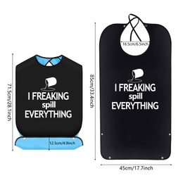 ZNDFTW Funny Adult Bibs for Elderly, Washable and Reusable Adult Bib Men Women, Waterproof Clothing Protector with Crumb Catcher Washable and Reusable Adult Bibs