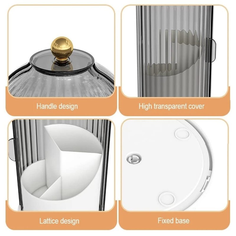 Primst Makeup Brush Holder Case, 360° Rotating Cosmetic Organizer with