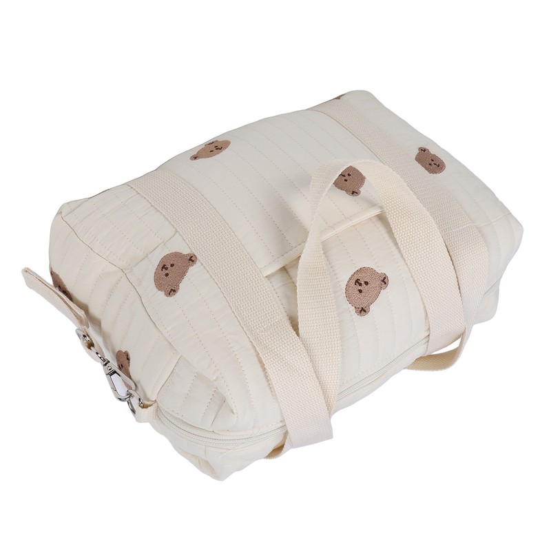 Multifunctional Baby Stroller Storage Bag Zipper Embroidery Reusable Handbag Nappy