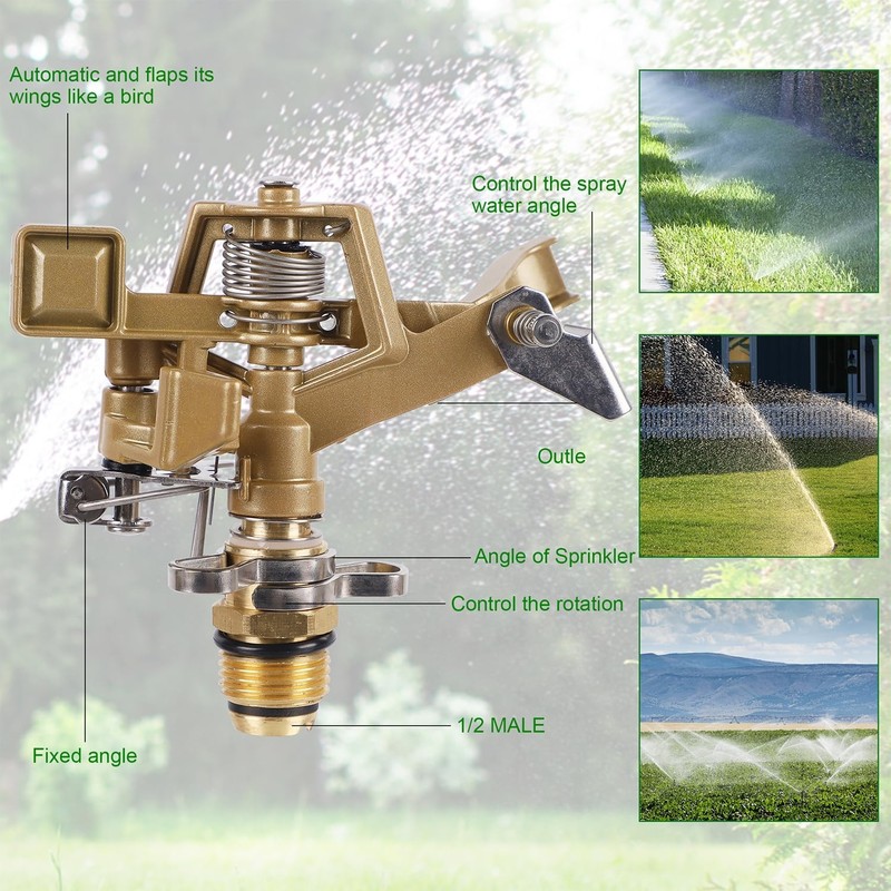 Biswing 1/2 Inch Brass Impact Sprinkler 2 Pack, Heavy Duty