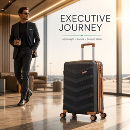 CONCEPTEN Expandable Luggage Sets, Suitcase, Carry On Luggage 22x14x9 Airline Approved, Suitcases with Wheels, ABS Hard Case with TSA Lock and Spinner Wheels(Black)