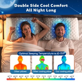Luxury Cooling Side Sleeper Pillow for Neck and Shoulder Pain, Medium Firm Bed Pillows Queen Size Set of 1 Luxury Shredded Memory Foam for Sleeping Adjustable Washable Cover Crescent White