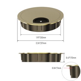 4 Pack Desk Grommet 2 Inch 50mm, Zinc Alloy Computer Desk Wire Hole Cover, Office Desktop Cord Cable Hole Metal Ring, Bronze Tone