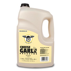 MR. WINGS - CHEESE GARLIC DRESSING 1 Gallon (128 Fl Oz). Delicious and super tasty creamy garlic parmesan dipping sauce. Whit real little chunks of cheese. Use it to dip everything: chicken wings, boneless, fries, chips; shrimp and much more!