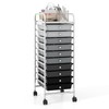 COSTWAY 10-Drawer Rolling Storage Cart, Utility Mobile Trolley with Removable