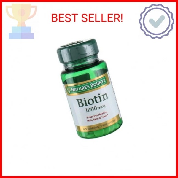 Nature's Bounty Biotin 1000 mcg Tablets, Strawberry, 100 Count, Pack