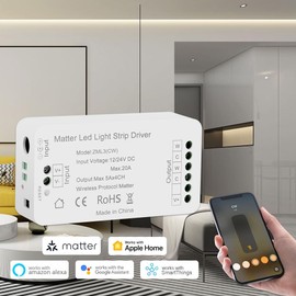 Matter WiFi Smart LED Light Strip Driver RGBCW/CW Smart LED Controller, Support Alexa Google Home App Homekit Control, 2.4G Hz WiFi Only (CW)