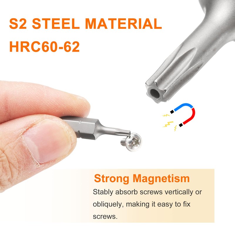 sourcing map 2pcs T8H Torx Screwdriver Bit 1/4" Hex Shank