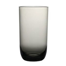 KLIFA- WASCO- Juego de 6 vasos de alta bola de acrílico, 550 ml, sin BPA, vajilla de plástico, vasos aptos para lavavajillas, gris-negro