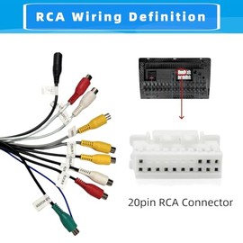 Adaptador RCA Cable para Android Radios de Coche, Estéreo Audio Video AUX Cable con Puerto de Micrófono, Entrada-Salida de Vídeo y Subwoofer