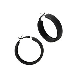 Vintage Large Matte Round Hoop Earrings Classic Multicolor Wide Faux Leather Pierced Lightweight Wedding Holiday Jewelry for Women-Black