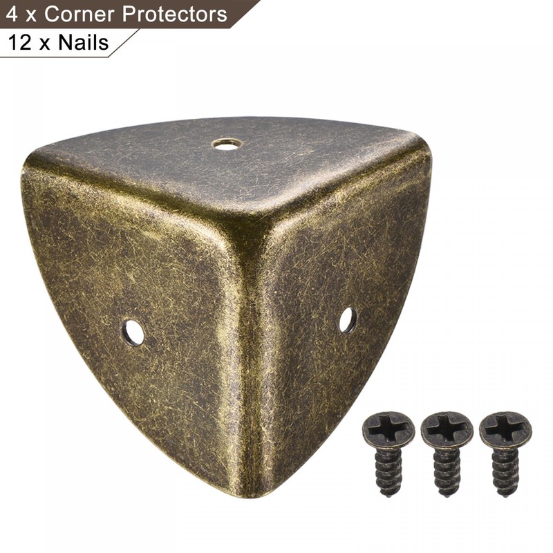 sourcing map 40x40x40mm Metal Box Corner Protectors Edge Guard Bronze