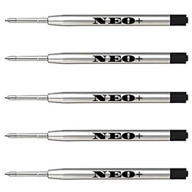 Quality Ballpoint Pen Refills, Medium Point. Compatible with Parker Ball Pen. G2 Style Refill (5 x Black Ink)